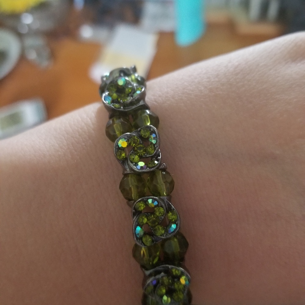 Dark Green Beaded Bracelet